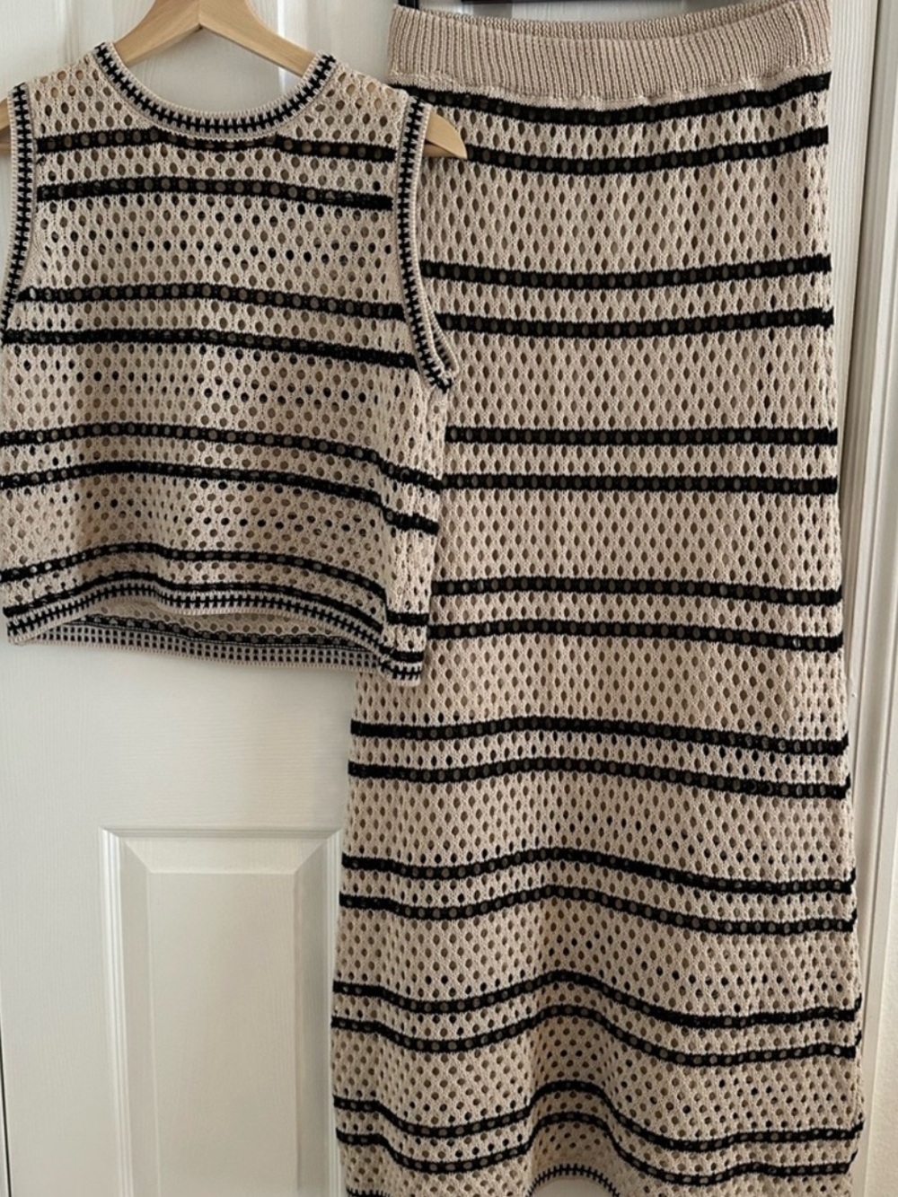 Solitaire Striped Crochet Skirt and Top 2 Piece Set